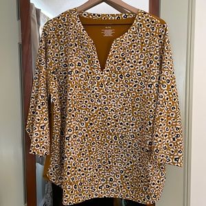 Van Heusen mustard, white and navy top.